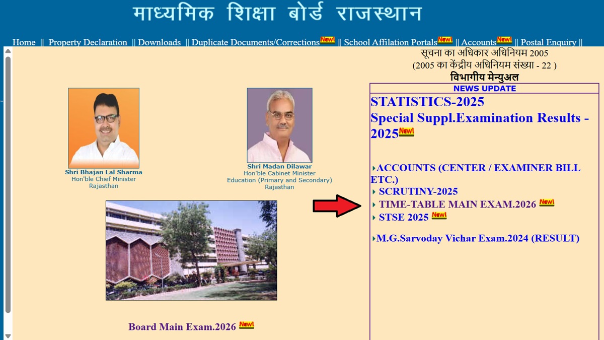 Rajasthan Board Class 10th, 12th Time Table Released